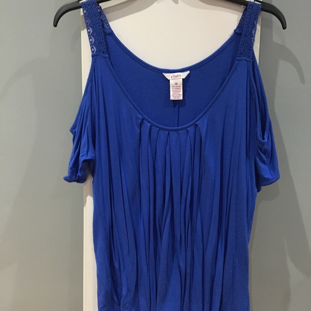 Blue off the shoulder blouse